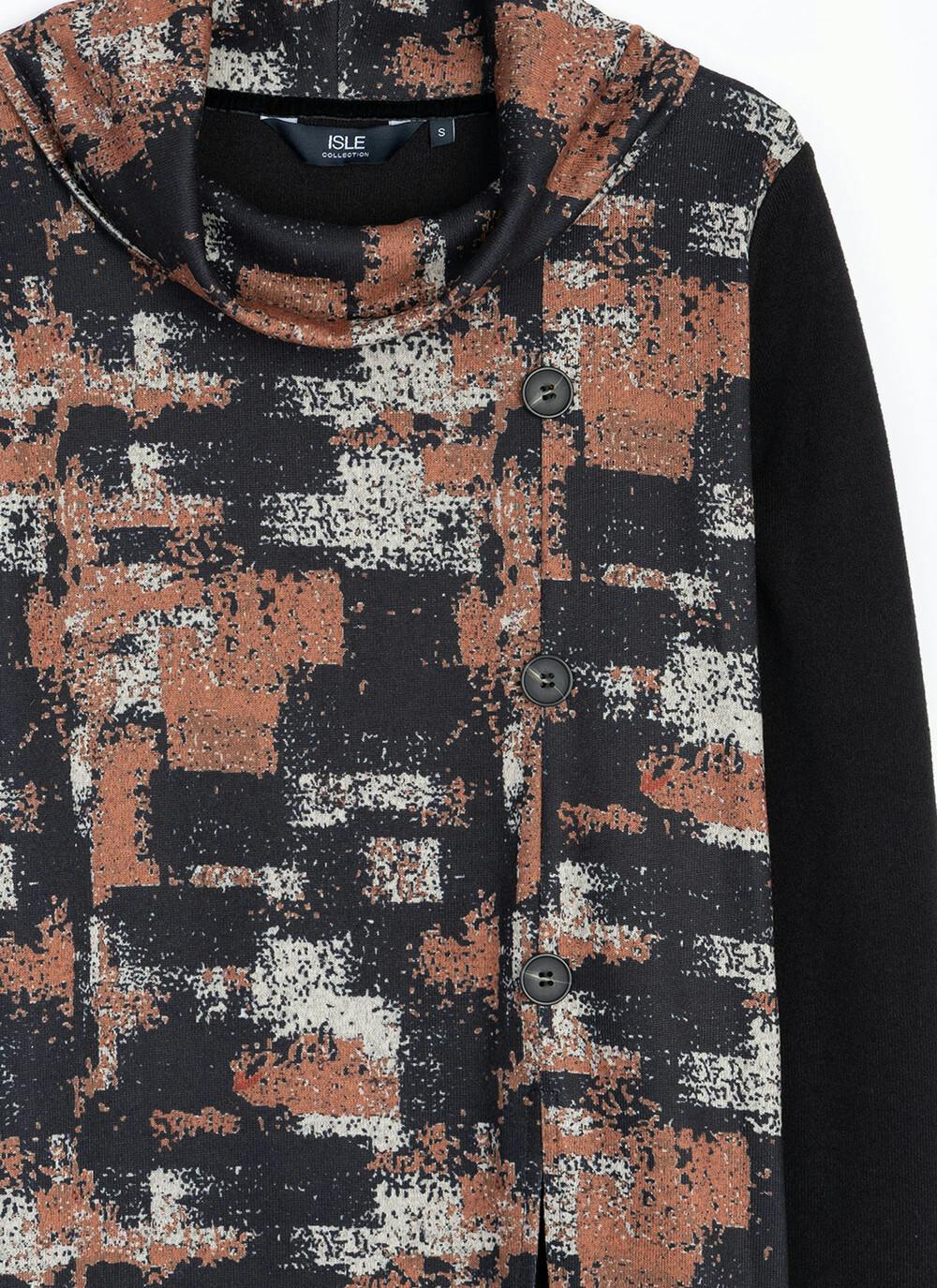  Button Front Cowl Neck Tunic