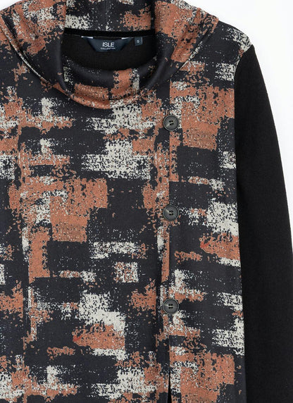  Button Front Cowl Neck Tunic