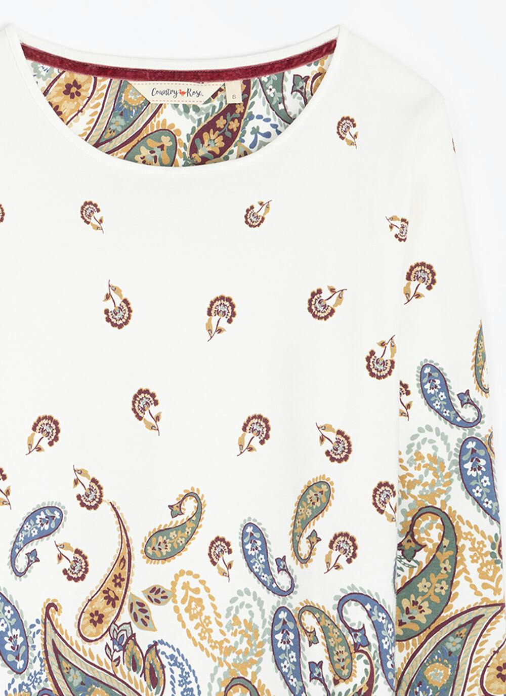  Pure Cotton Jersey Border Print Top