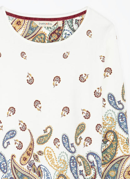  Pure Cotton Jersey Border Print Top