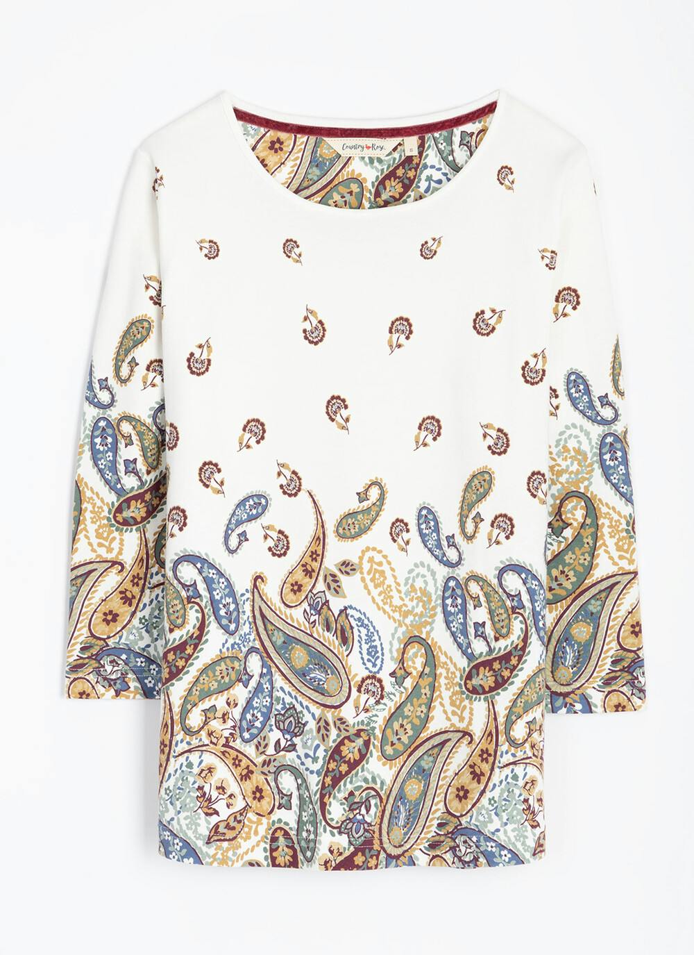  Pure Cotton Jersey Border Print Top