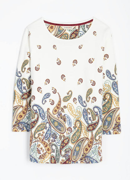  Pure Cotton Jersey Border Print Top