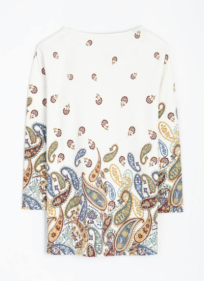  Pure Cotton Jersey Border Print Top