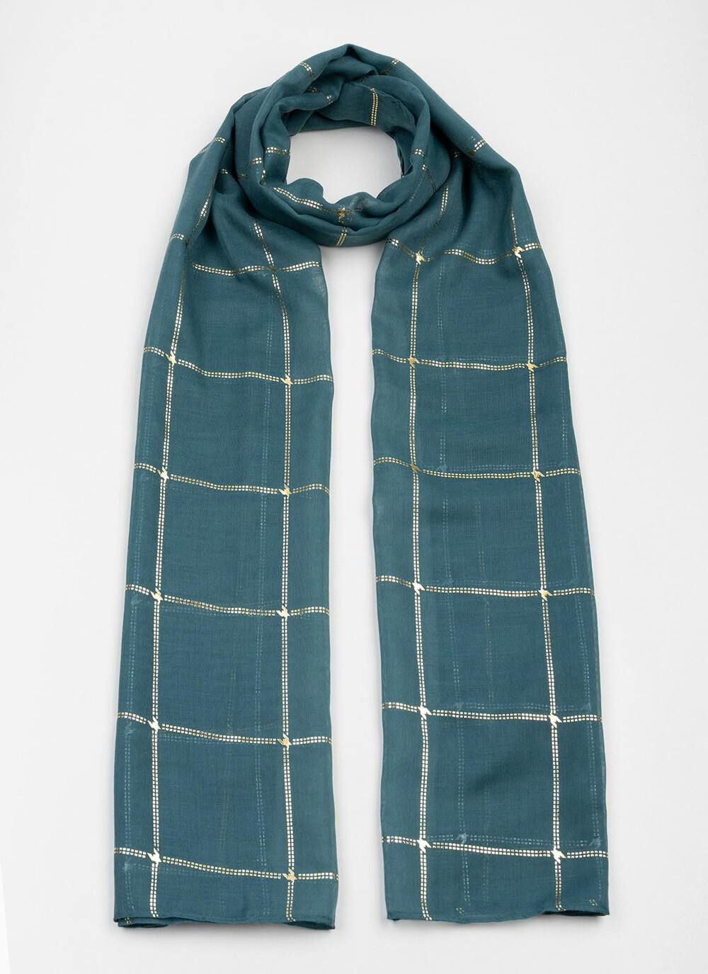  Lightweight Foil Check Scarf