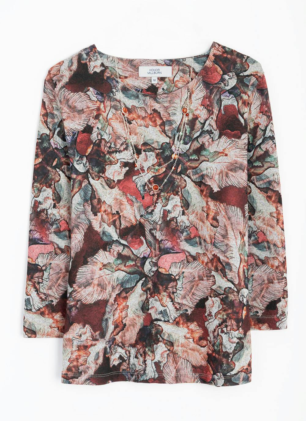  Soft Touch Necklace Print Top