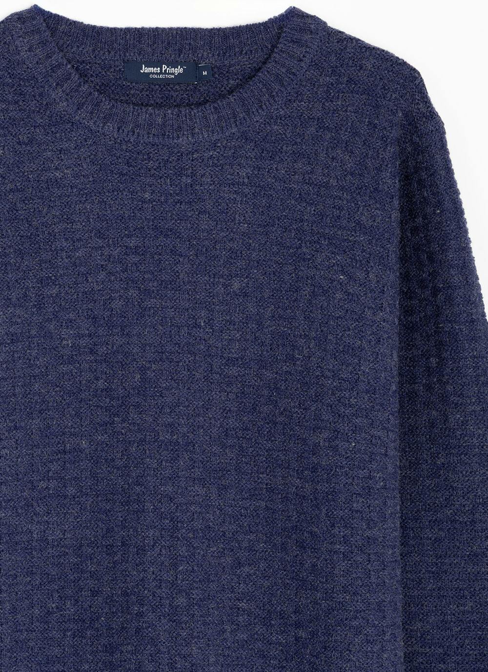  Textured Knit With Wool Crew Neck Jumper