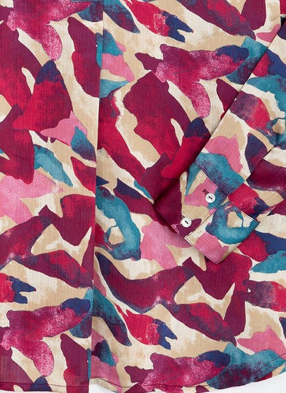  Satin Printed Pop Over Blouse