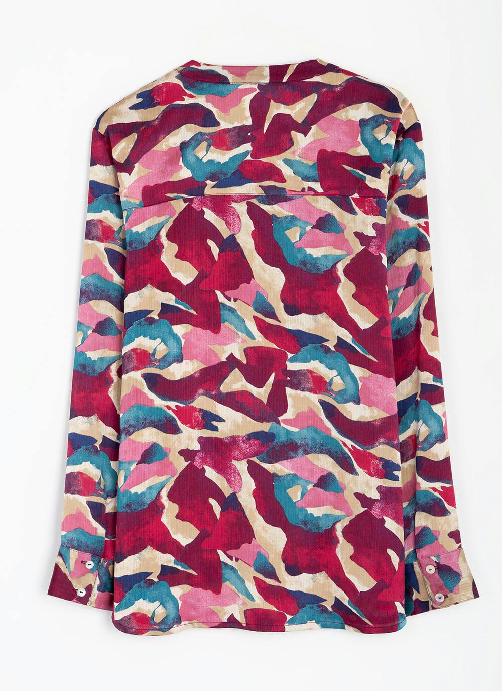  Satin Printed Pop Over Blouse