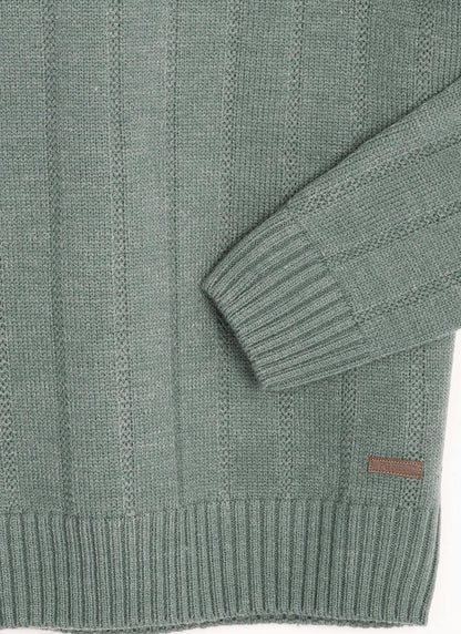  Textured Cable Knit Crew Neck Jumper