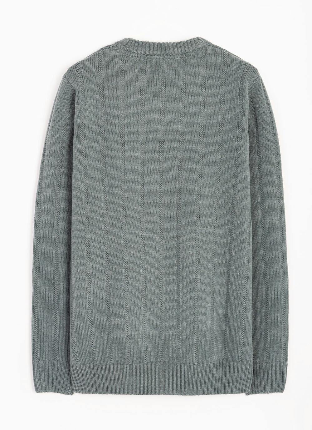  Textured Cable Knit Crew Neck Jumper