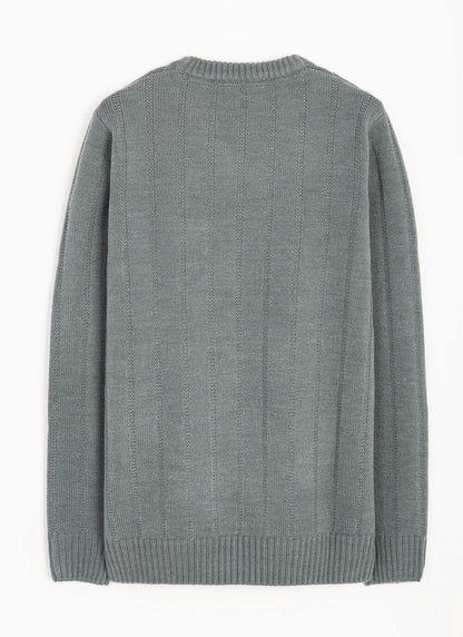  Textured Cable Knit Crew Neck Jumper