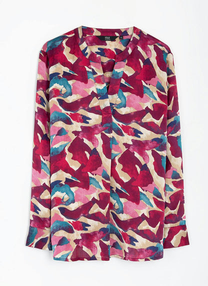  Satin Printed Pop Over Blouse