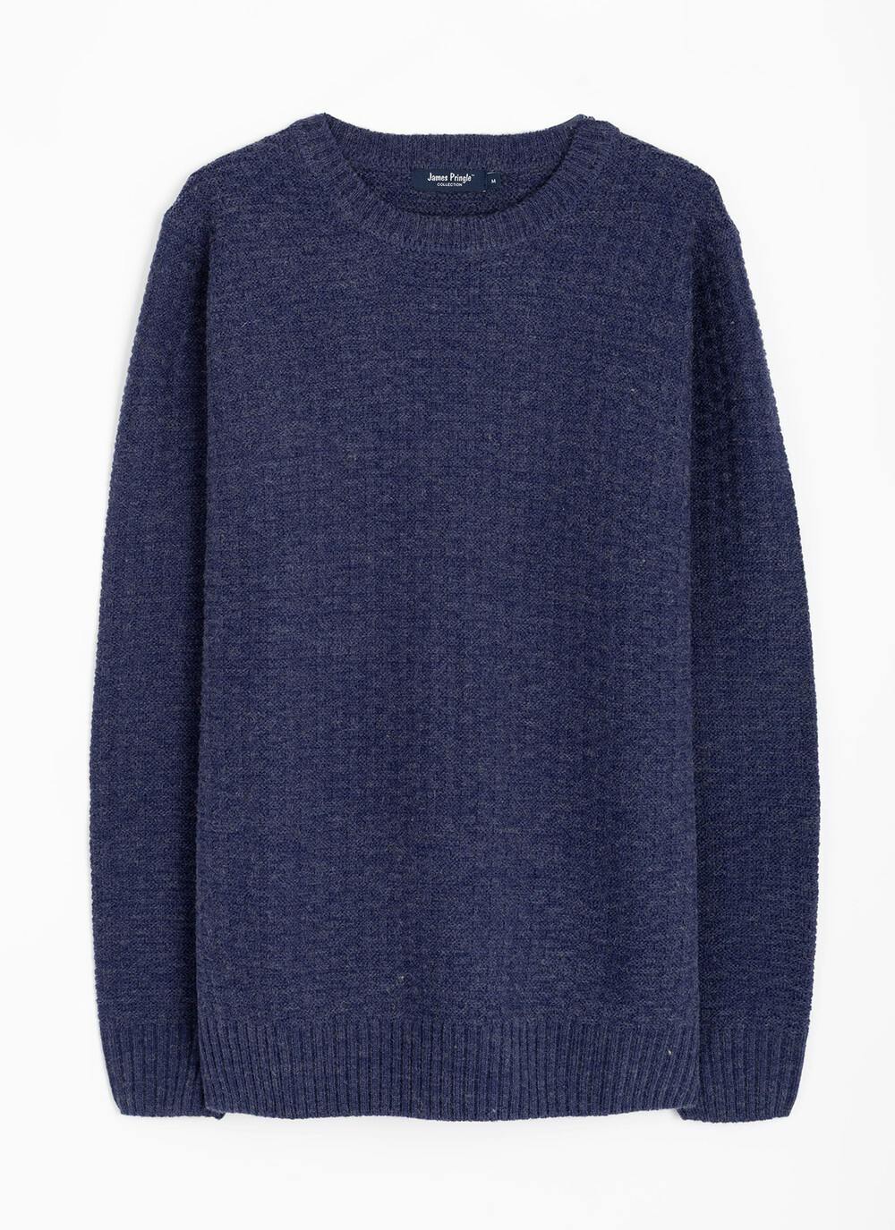 Textured Knit With Wool Crew Neck Jumper
