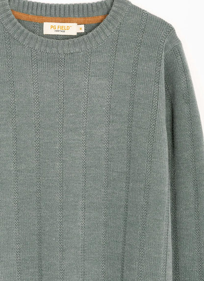  Textured Cable Knit Crew Neck Jumper
