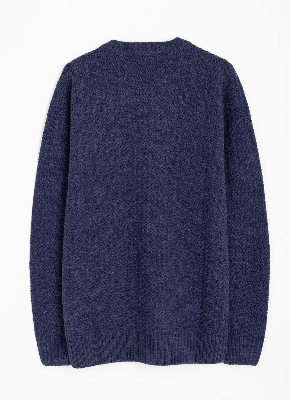  Textured Knit With Wool Crew Neck Jumper