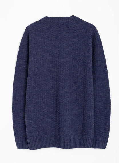  Textured Knit With Wool Crew Neck Jumper