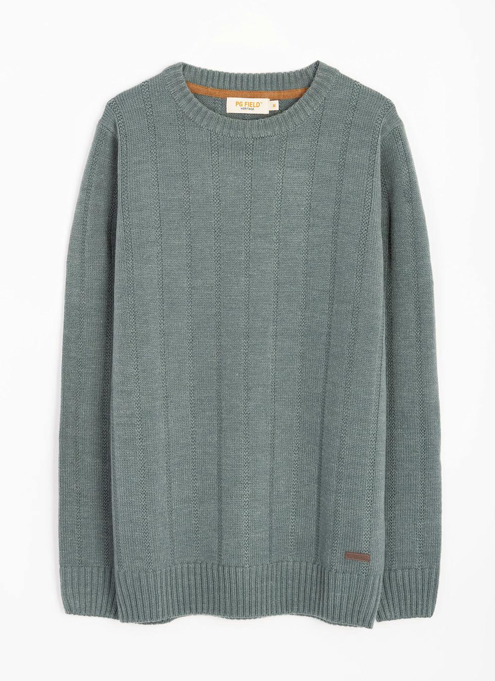  Textured Cable Knit Crew Neck Jumper