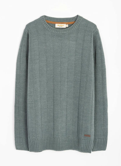  Textured Cable Knit Crew Neck Jumper