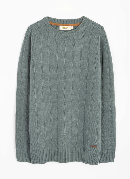  Textured Cable Knit Crew Neck Jumper