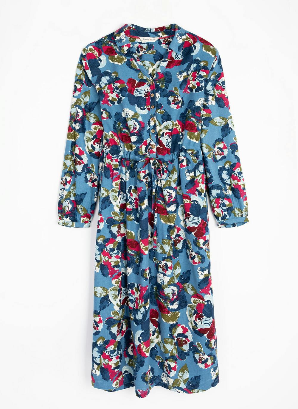  Printed V-Neck Midi Shirt Dress