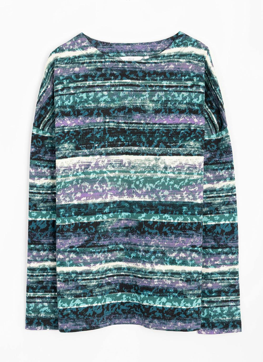  Soft Touch Printed Boat Neck Top