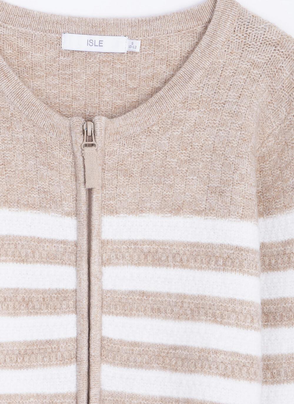  Striped Crew Neck Cardigan