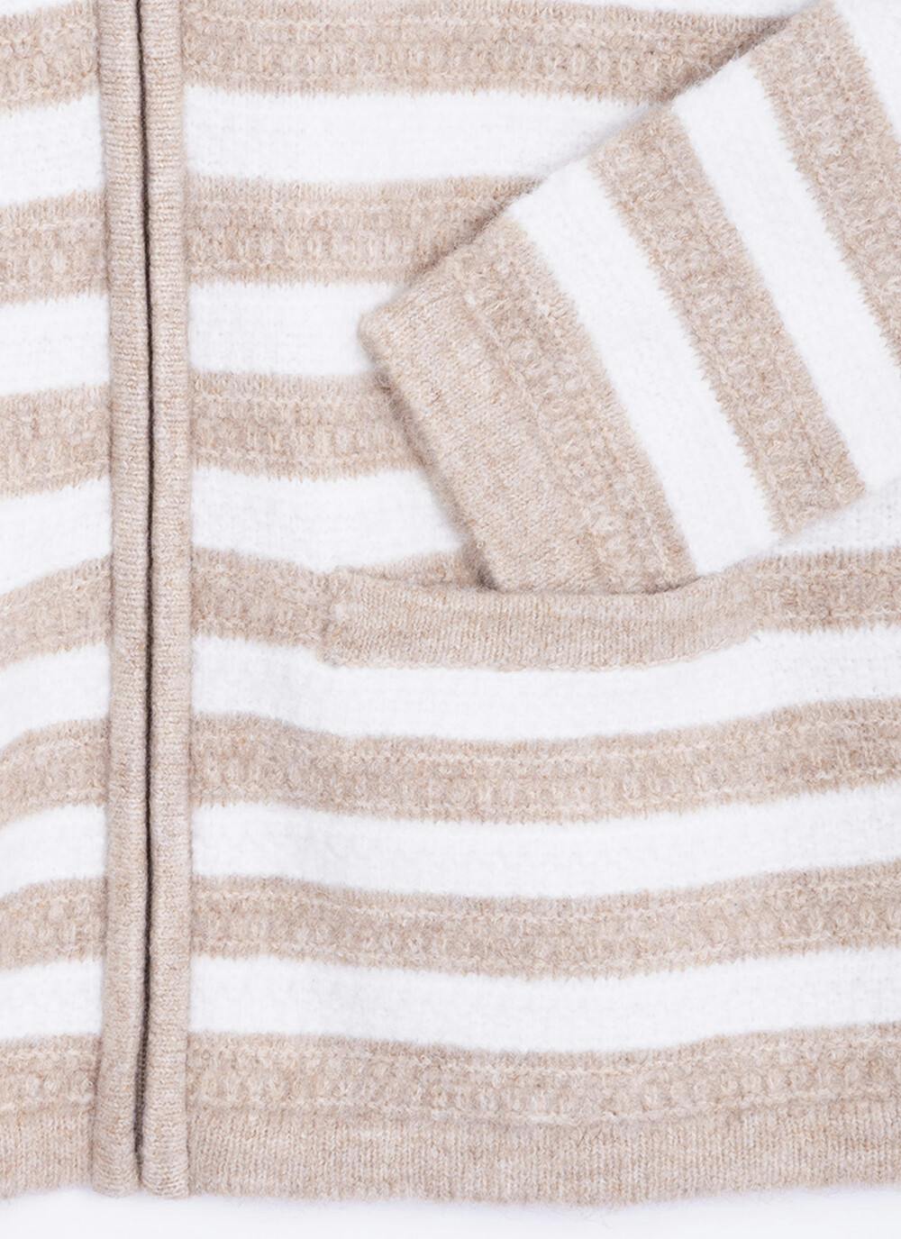  Striped Crew Neck Cardigan