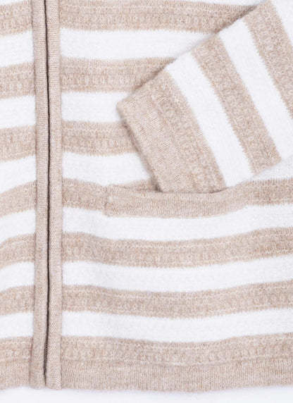  Striped Crew Neck Cardigan