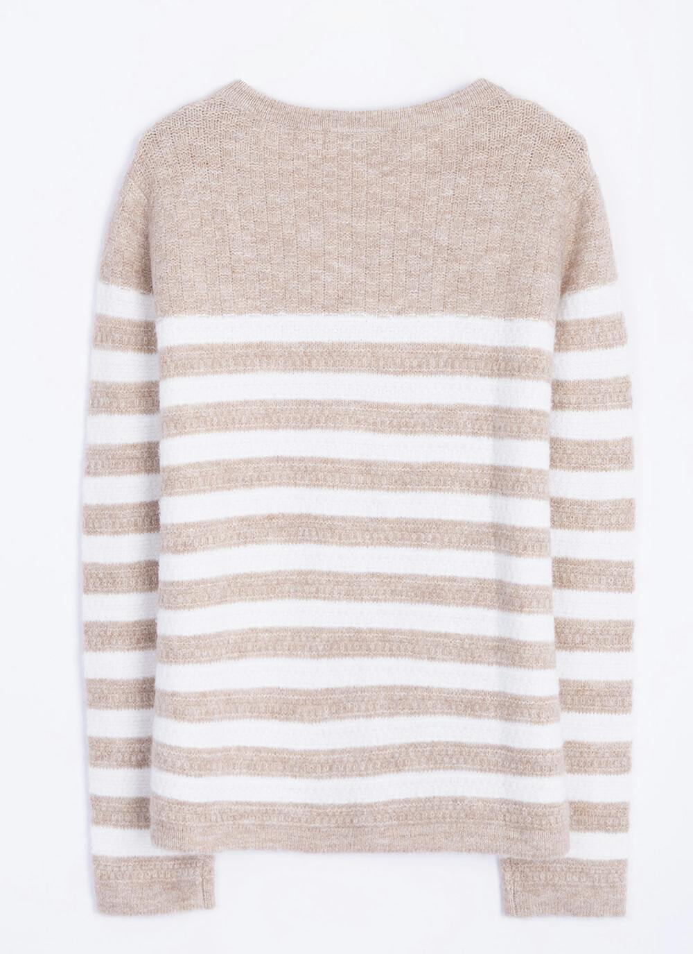  Striped Crew Neck Cardigan