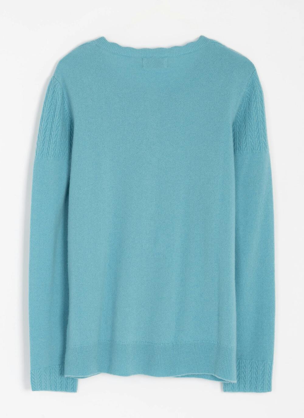  Cashmere Textured Yoke Cardigan