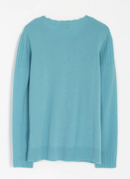  Cashmere Textured Yoke Cardigan