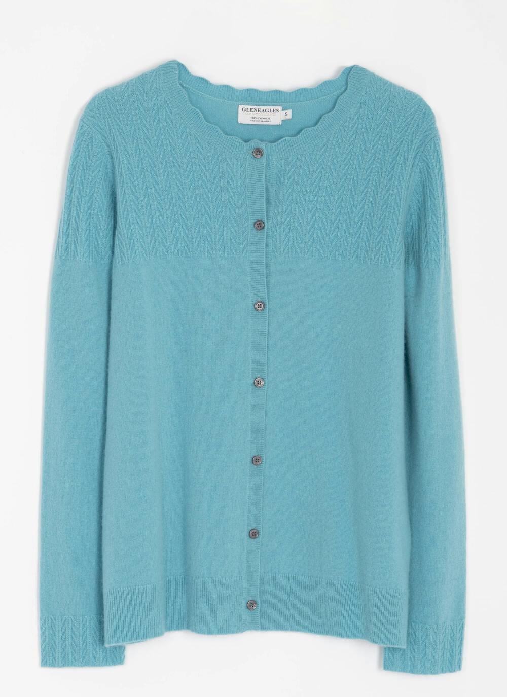  Cashmere Textured Yoke Cardigan