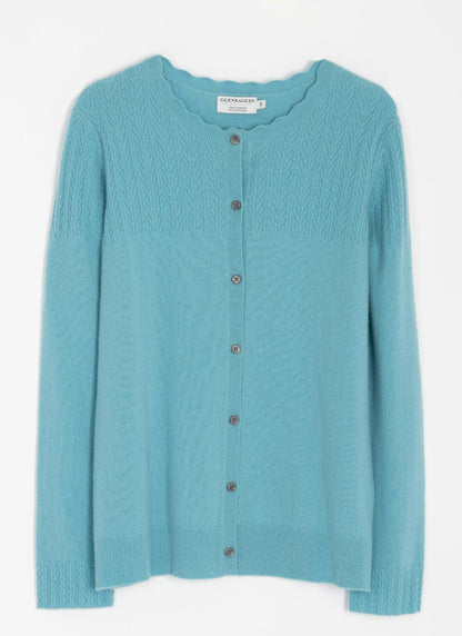  Cashmere Textured Yoke Cardigan