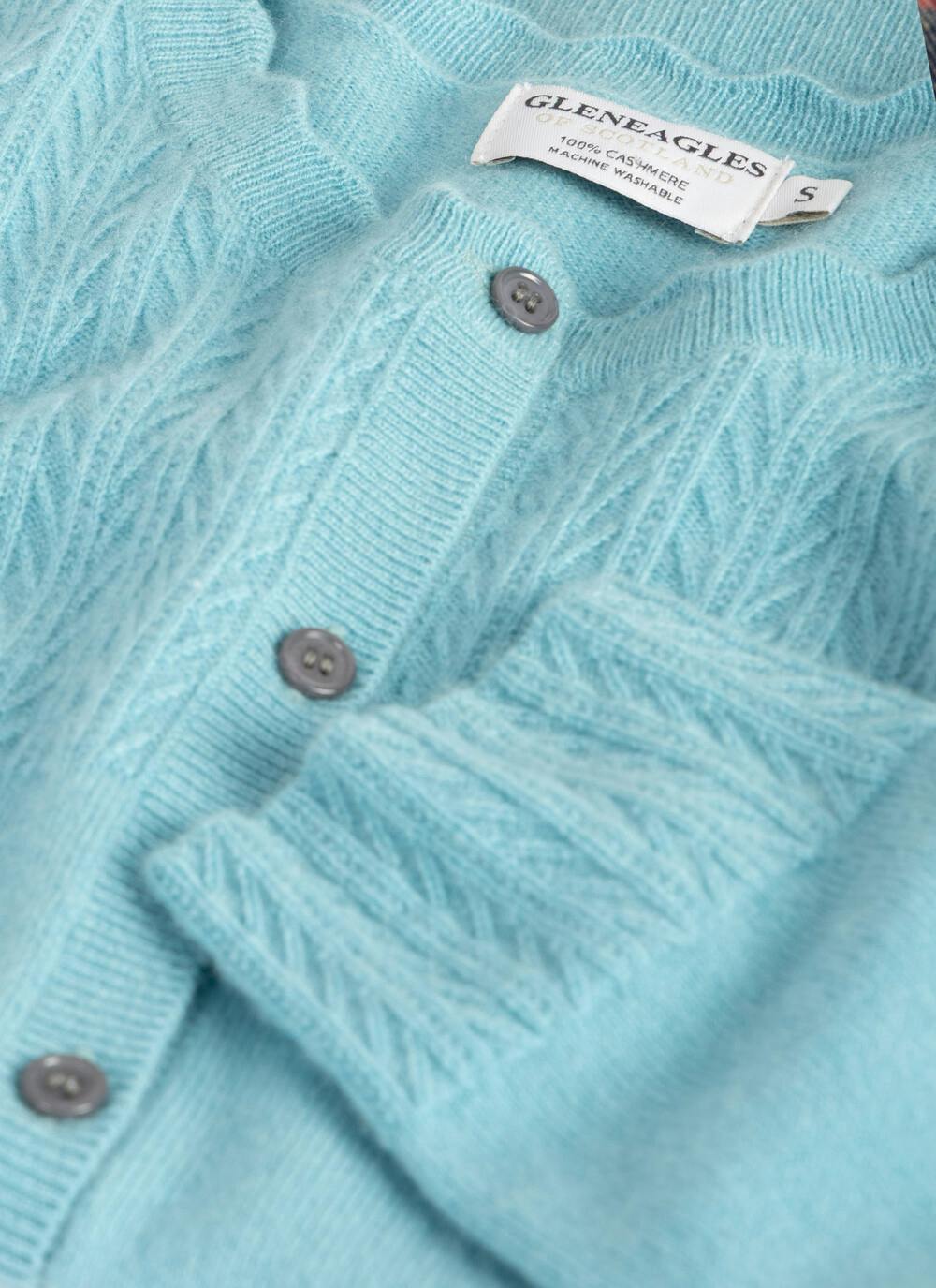  Cashmere Textured Yoke Cardigan