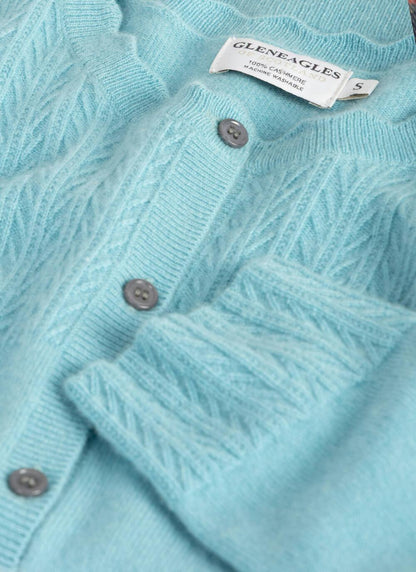  Cashmere Textured Yoke Cardigan