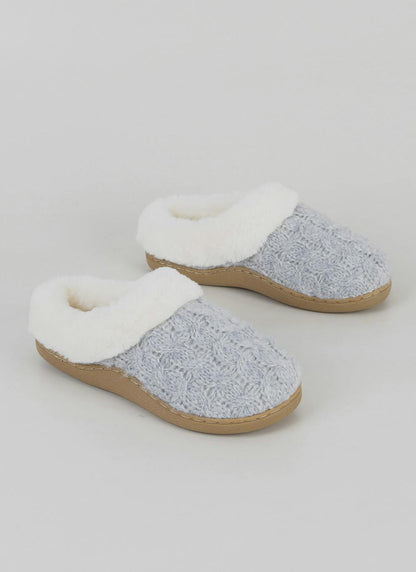  Comfy Faux Fur Lined Cable Mule Slippers