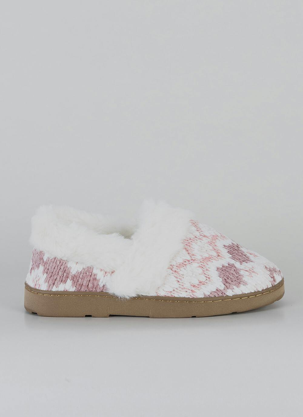  Comfy Faux Fur Lined Fair Isle Full Slippers