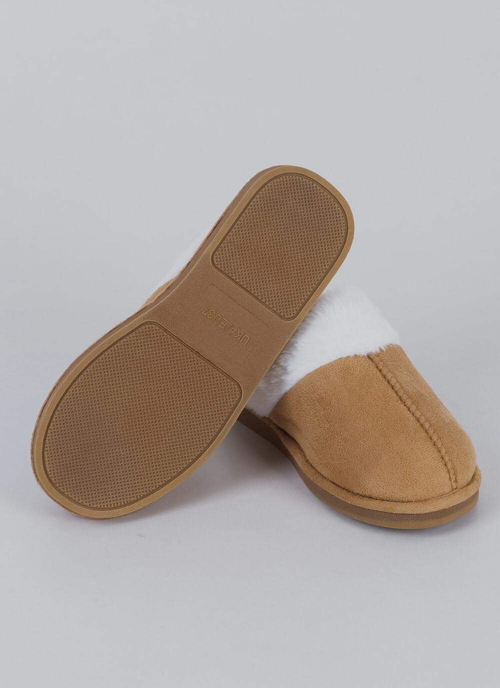  Comfy Faux Fur Lined Suedette Mule Slippers