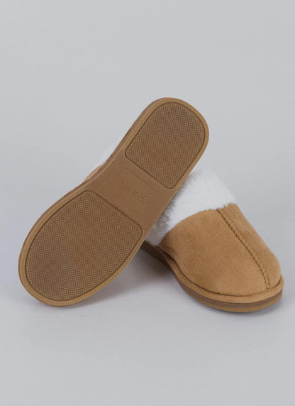  Comfy Faux Fur Lined Suedette Mule Slippers