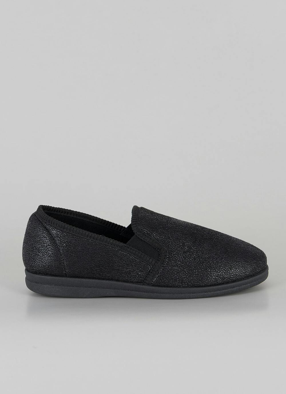  Plush Lined Faux Leather Full Slipper