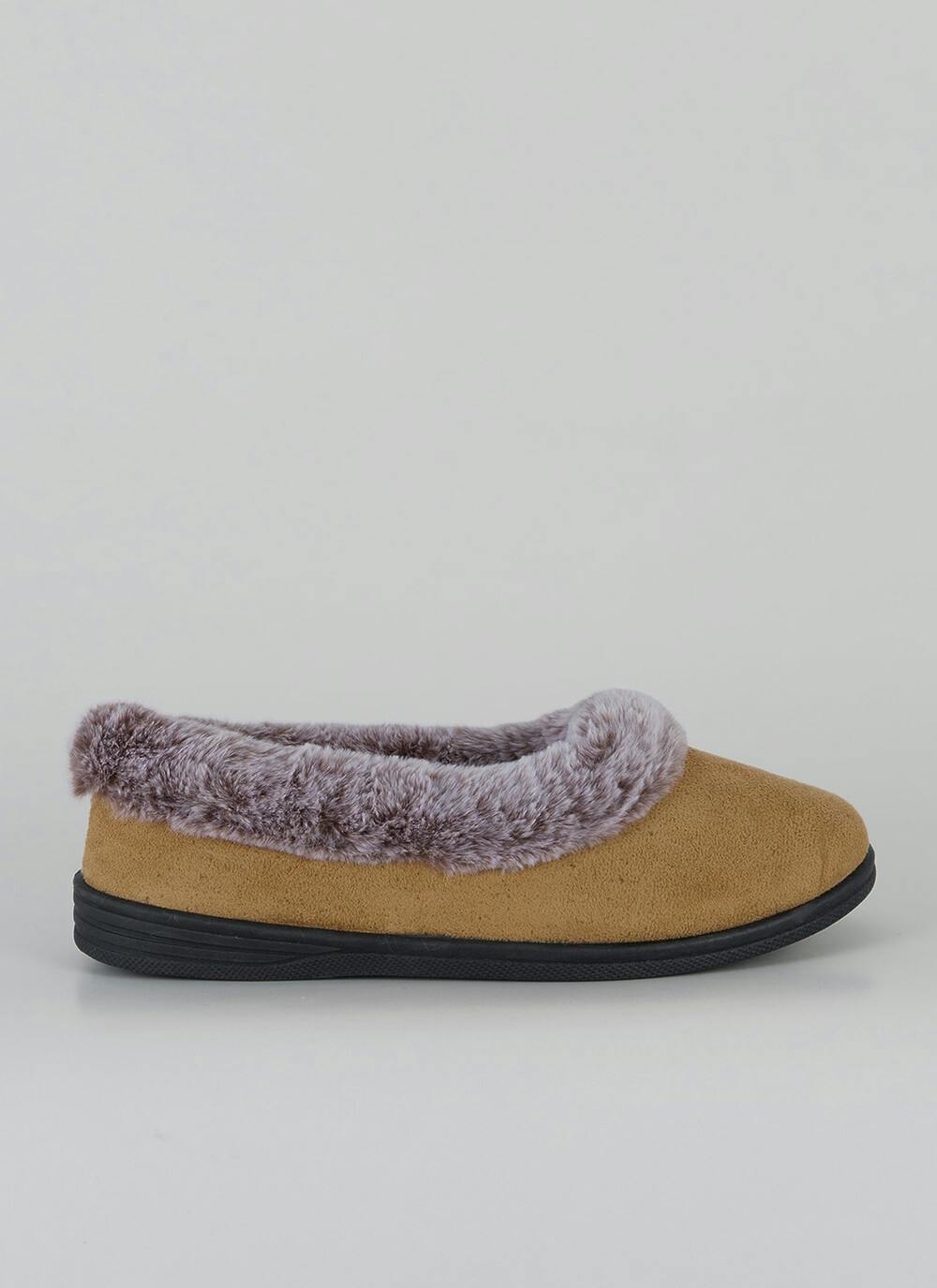  Comfy Faux Fur Lined Suedette Full Slippers