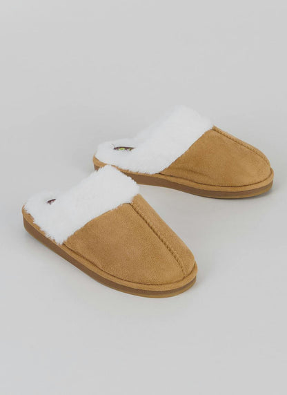  Comfy Faux Fur Lined Suedette Mule Slippers