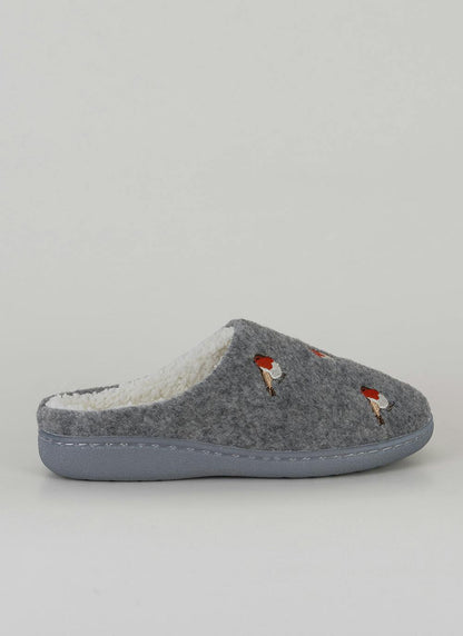  Comfy Plush Lined Embroidered Mule Slipper