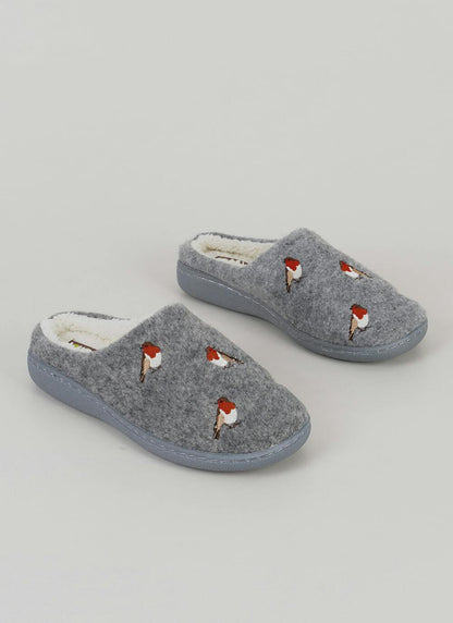  Comfy Plush Lined Embroidered Mule Slipper