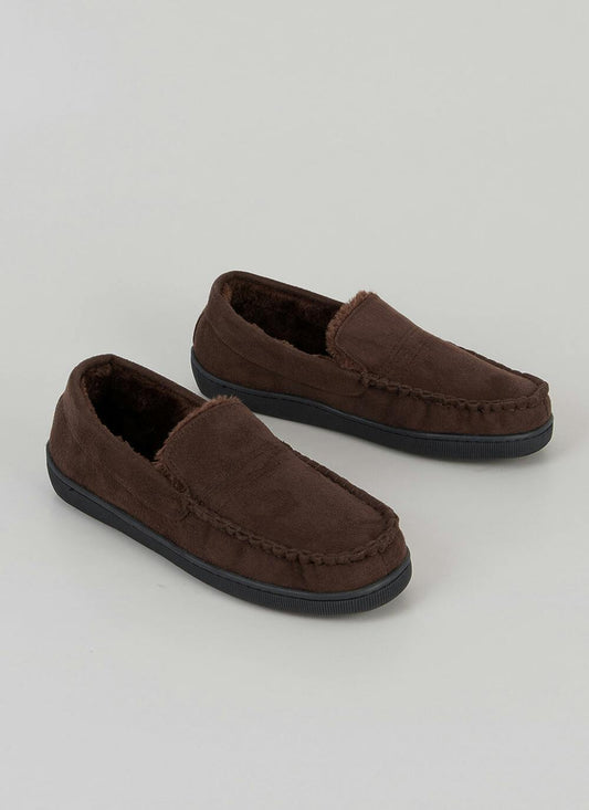  Plush Lined Faux Suede Mocassin Slipper