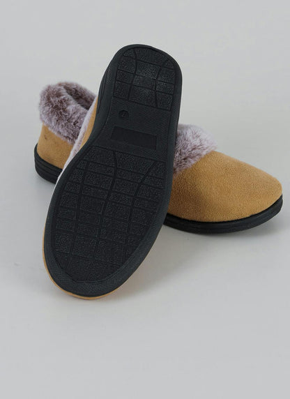  Comfy Faux Fur Lined Suedette Full Slippers