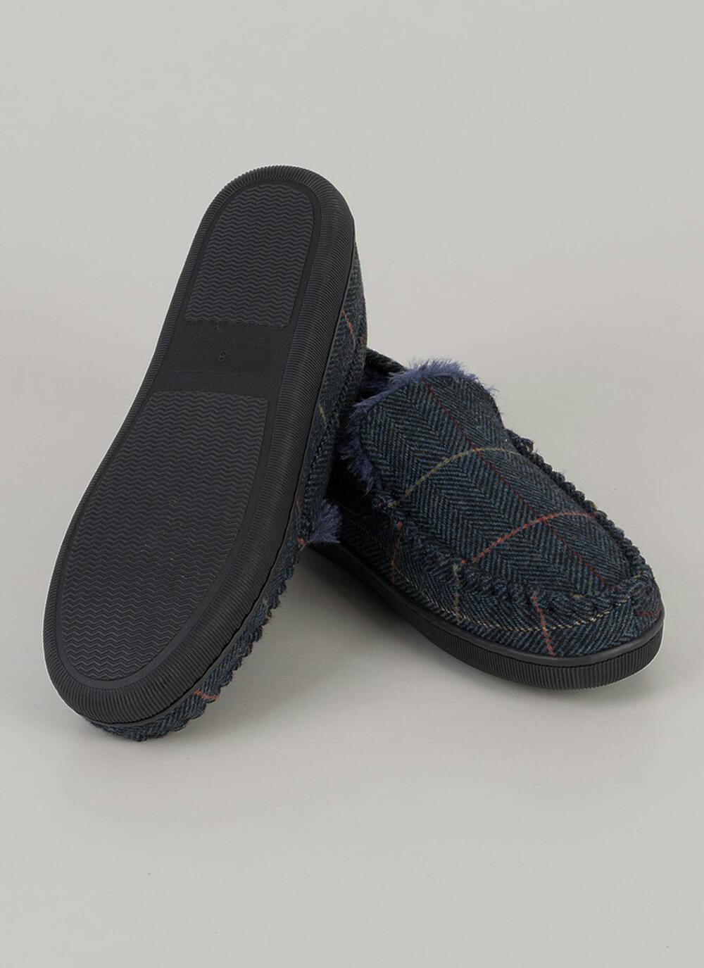  Plush Lined Check Mocassin Slipper