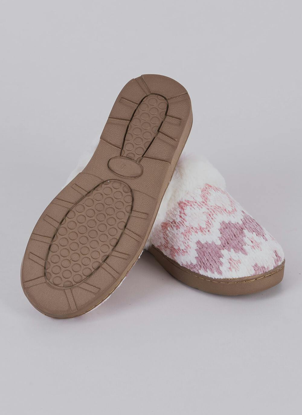  Comfy Faux Fur Lined Fair Isle Full Slippers
