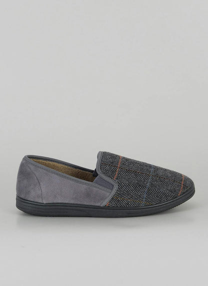  Plush Lined Check Full Slipper