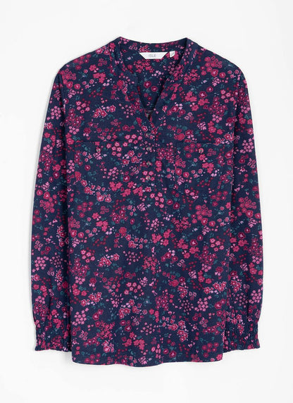  Ditsy Floral Print Jersey Blouse